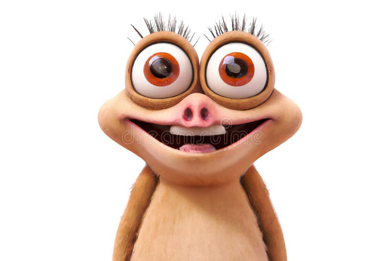 Funny Strange Fantasy Monster Smiling with Big Eyes - Digital 3D  Illustration Stock Illustration - Illustration of animation, nature:  265952078