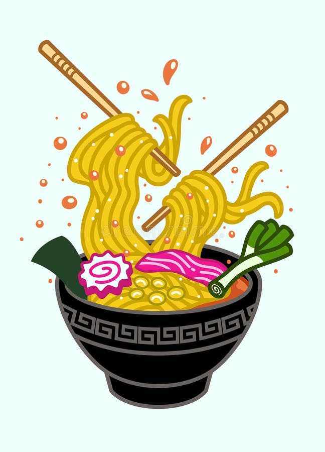 Funny Style Drawing of a Bowl of Ramen Noodle Stock Vector Illustration of asian, fresh 278684369