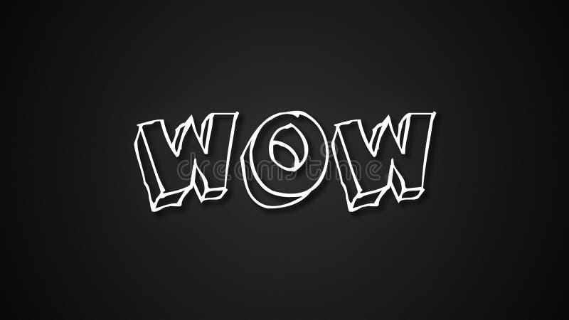 Funny text Wow with frame like worms, 3d render background, computer generated backdrop for happy creative vector illustration