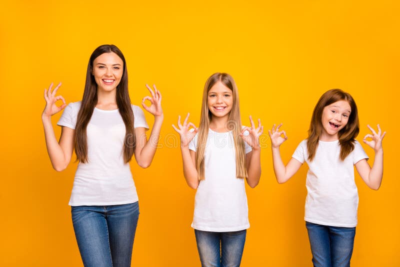 Funny Three Sister Ladies Holding Hands in Okey Symbols Wear Casual Outfit Isolated Yellow Background Stock Image - Image of friendship, choice: 157727465 Funny Three Sister Ladies Holding Hands in Okey Symbols Wear Casual Outfit Isolated Yellow Background Stock Image - Image of friendship, choice: 157727465