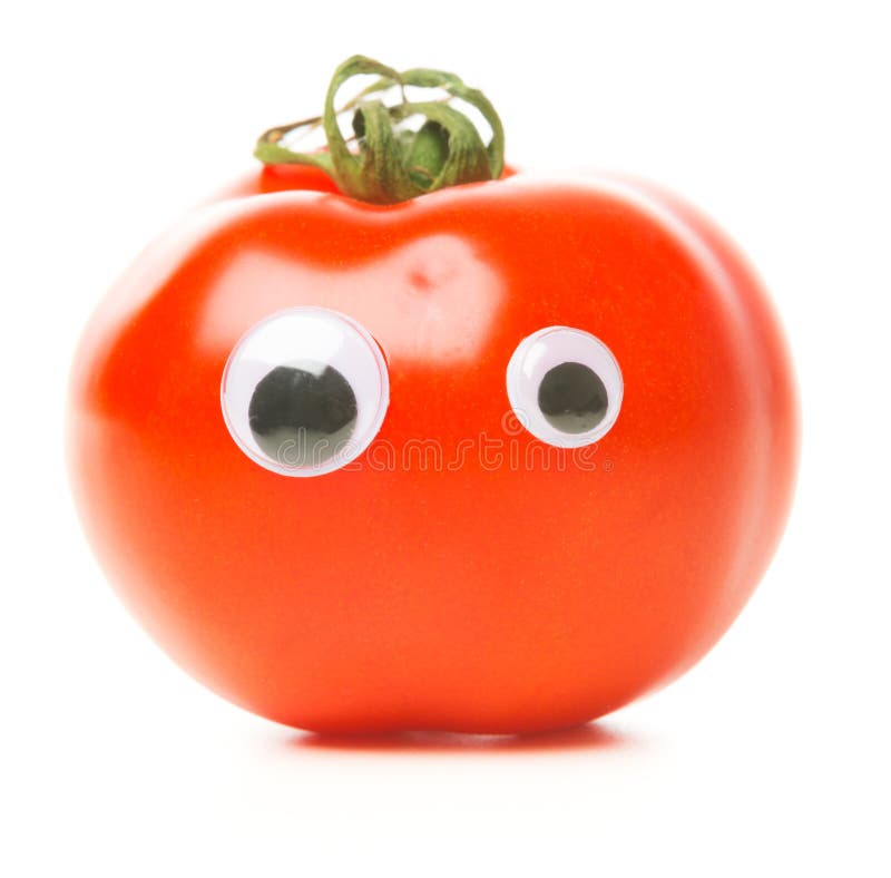 Funny Tomato With Eyes Isolated Stock Photo Image of colorful, hair