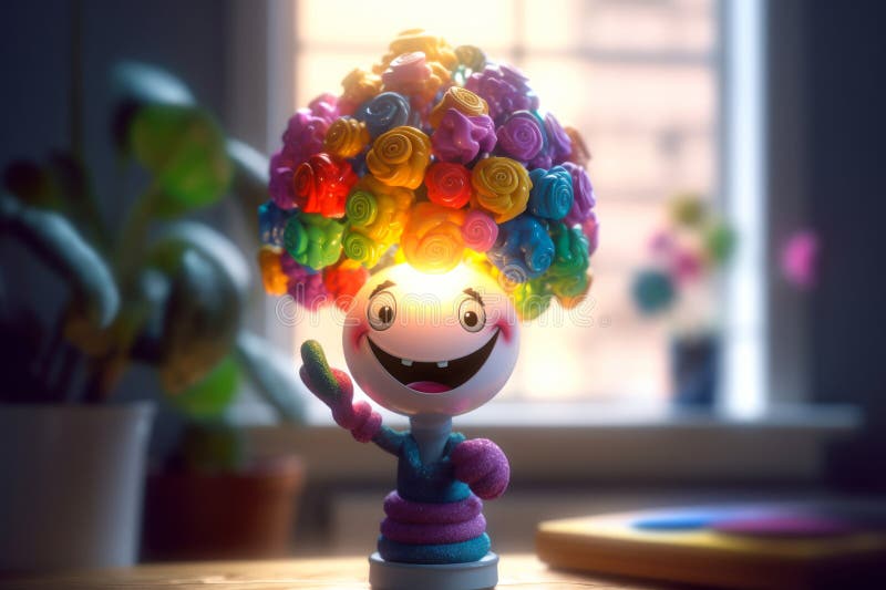 Funny toy electricity lamp, lamp night light generative ai vector illustration