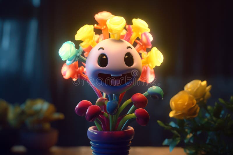 Funny toy electricity lamp, lamp night light generative ai vector illustration