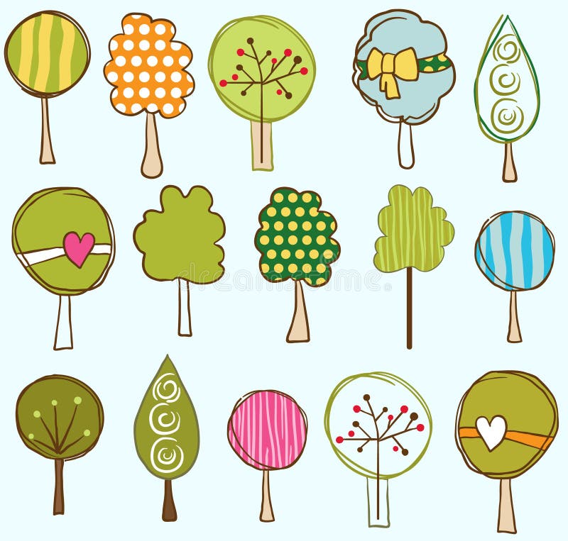 Funny trees seamless pattern