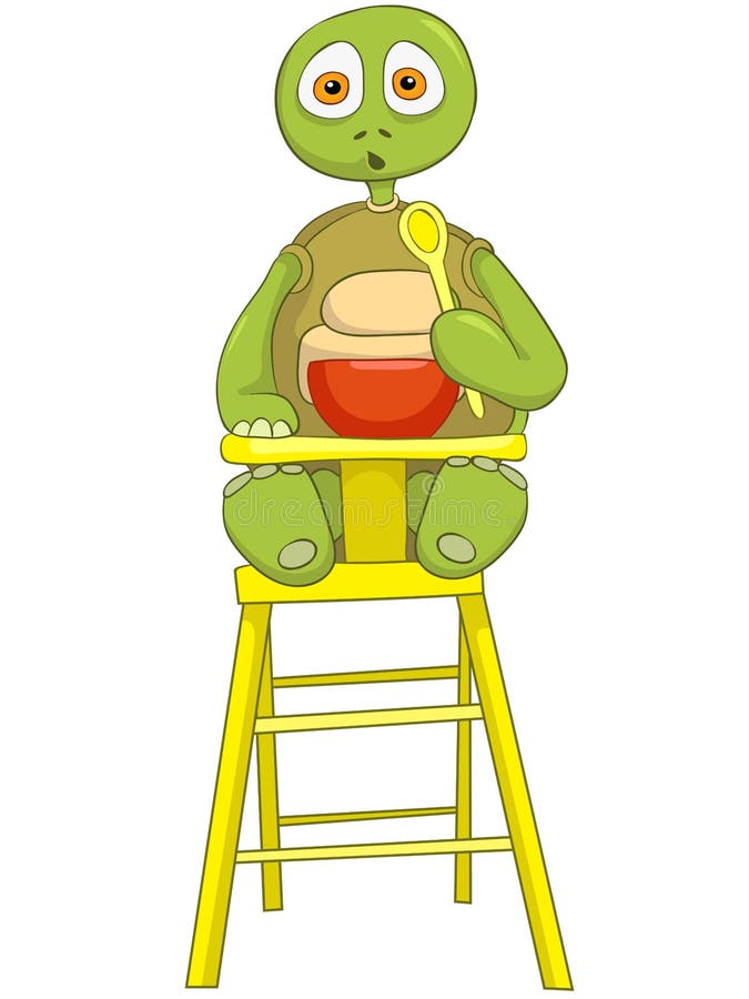 Funny Turtle. Baby Eating. royalty free illustration