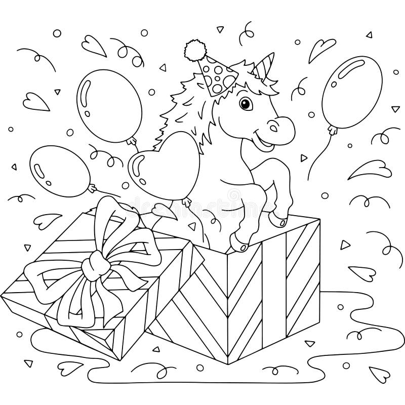 Cute Horse. Farm Animal. Coloring Book Page for Kids. Cartoon Style ...