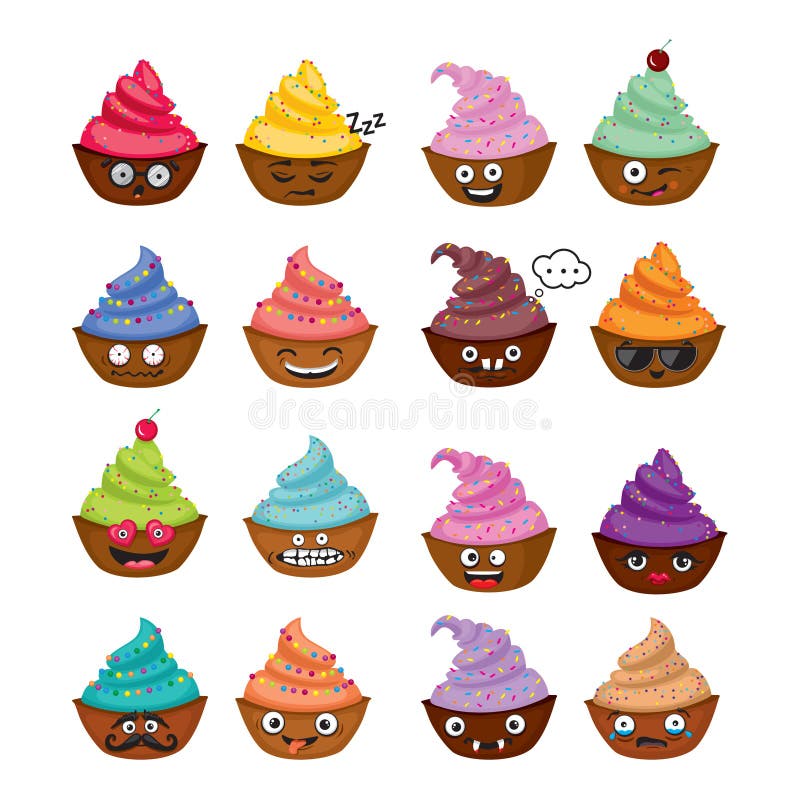 Funny vector cupcakes
