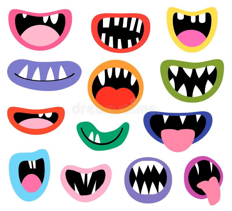 Funny vector monster mouths, open and closed