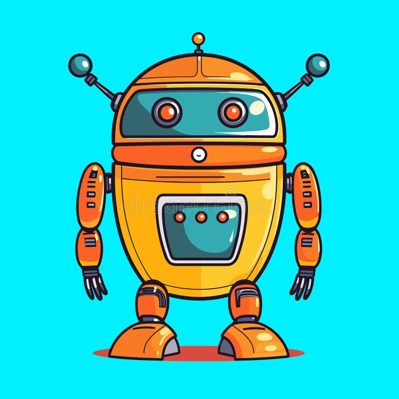 Funny Vector Robot Icon In Flat Style Isolated On Neutral Background Funny Vector Robot Icon In Flat Style Isolated On Neutral Background