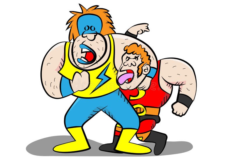 Funny wrestling characters illustration