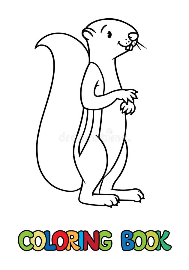 Funny xerus or squirrel. Kids vector coloring book vector illustration