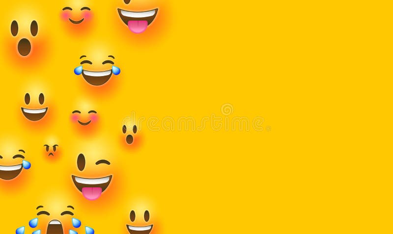 Funny Yellow Emoticon Face Copy Space Background Stock Vector -  Illustration of emoji, modern: 159876399