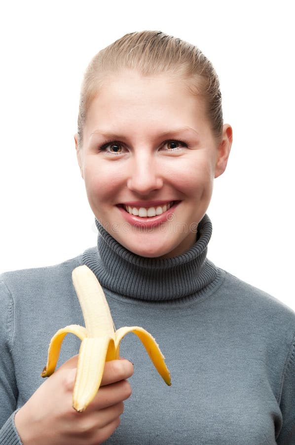 Funny Young Girl with a Banana Stock Image Image of banana, smile