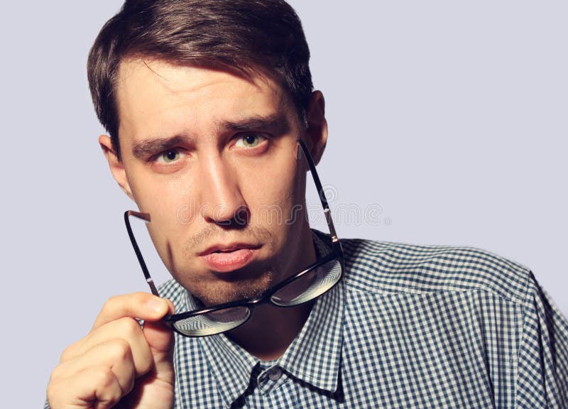 Surprised Funny Young Man Wearing Glasses Stock Image Image of