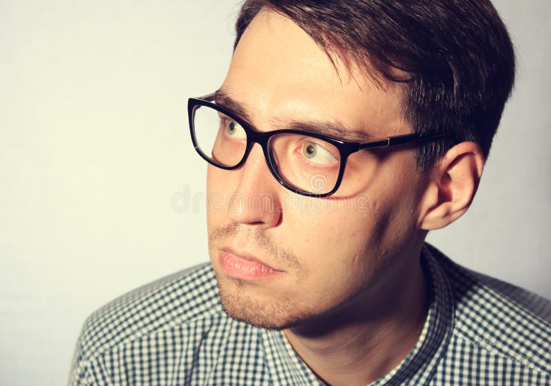 Surprised Funny Young Man Wearing Glasses Stock Image Image of
