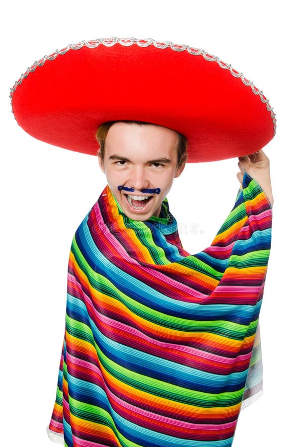 Funny Young Mexican with False Moustache Isolated Stock Photo - Image ...