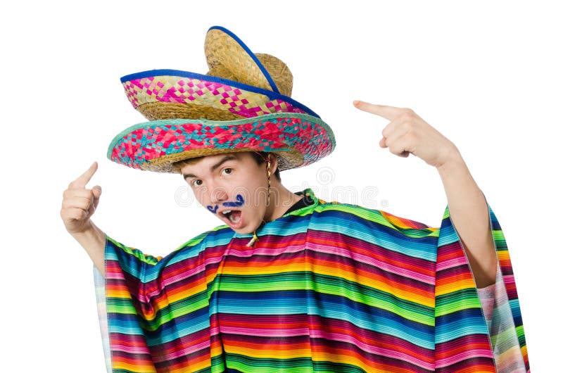 Funny Young Mexican with False Moustache Isolated Stock Photo - Image ...