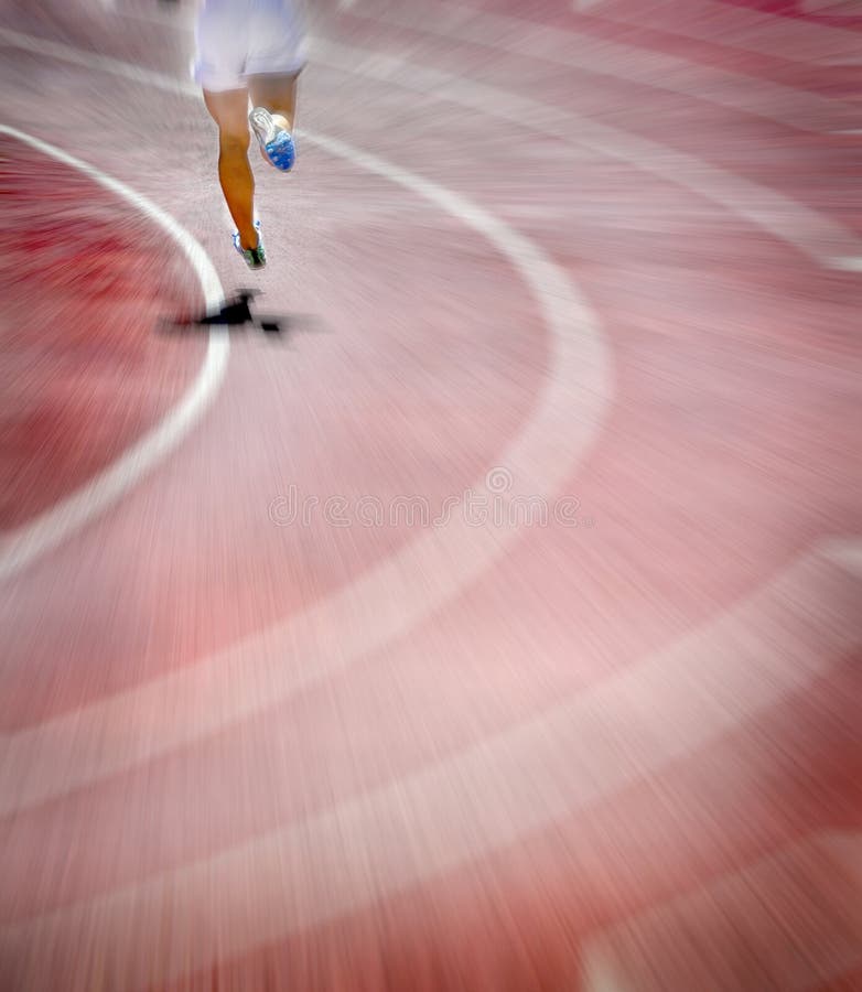 Funzionamento a velocità elevata con zoom sfuocato per rappresentare il successo e vincere fotografia stock