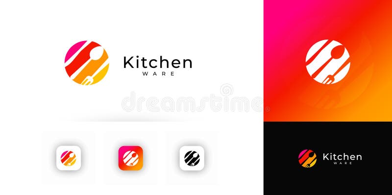 Furculiță și lingură în interiorul pictogramei gradient circular curăță linii calde coloranți care evocă profesionalismul stilului stock illustration