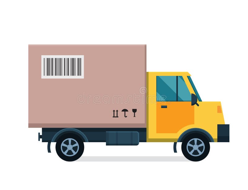 Furgone del camion di trasporto di vettore di consegna e contenitore di regalo royalty illustrazione gratis Furgone del camion di trasporto di vettore di consegna e contenitore di regalo royalty illustrazione gratis