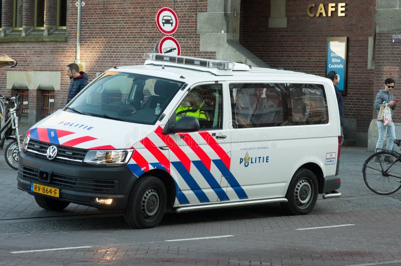 Furgone di polizia olandese fotografia stock Furgone di polizia olandese fotografia stock