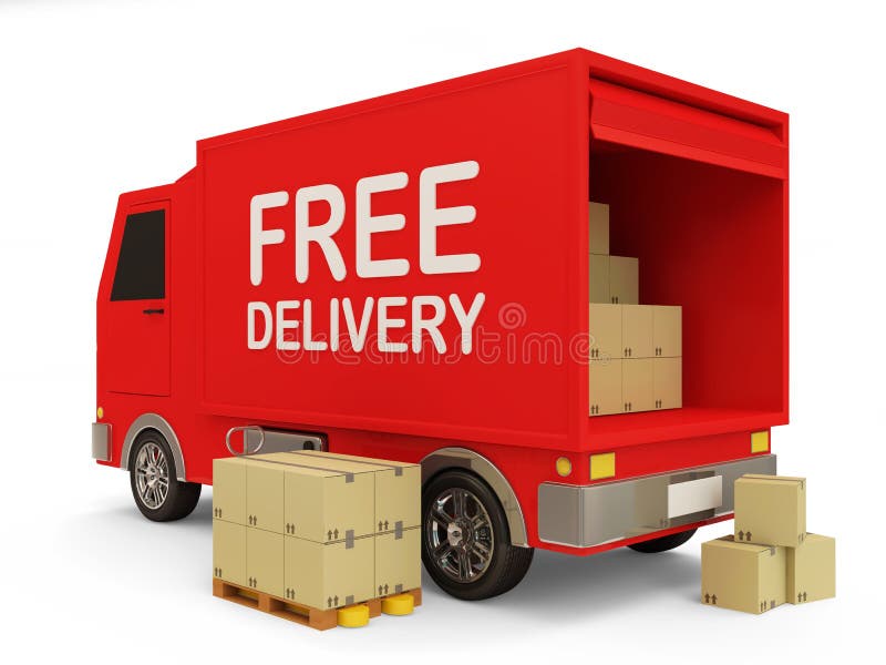 Delivery Van with a Boxes on white background. Delivery Van with a Boxes on white background