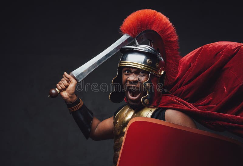 Furious african warrior going to battle