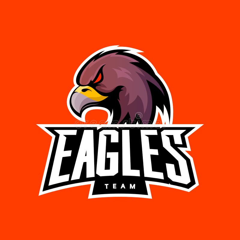 Furious Eagle Sport Vector Logo Concept Isolated On Orange Background ...