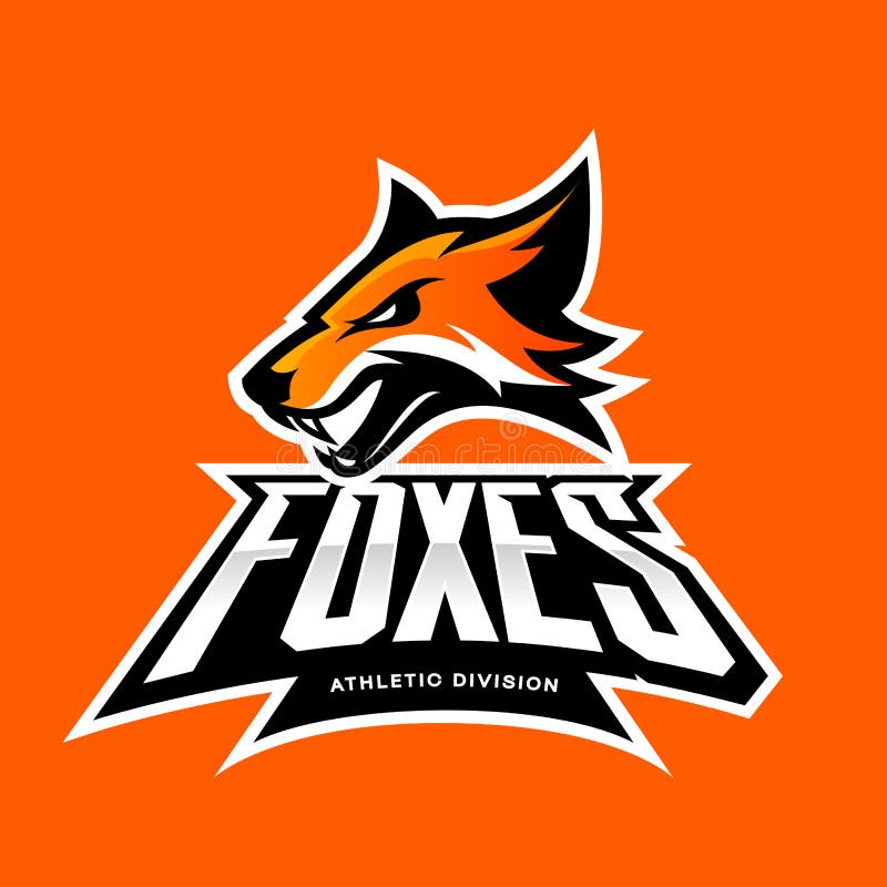 Furious Fox Sport Club Vector Logo Concept Isolated on Orange ...