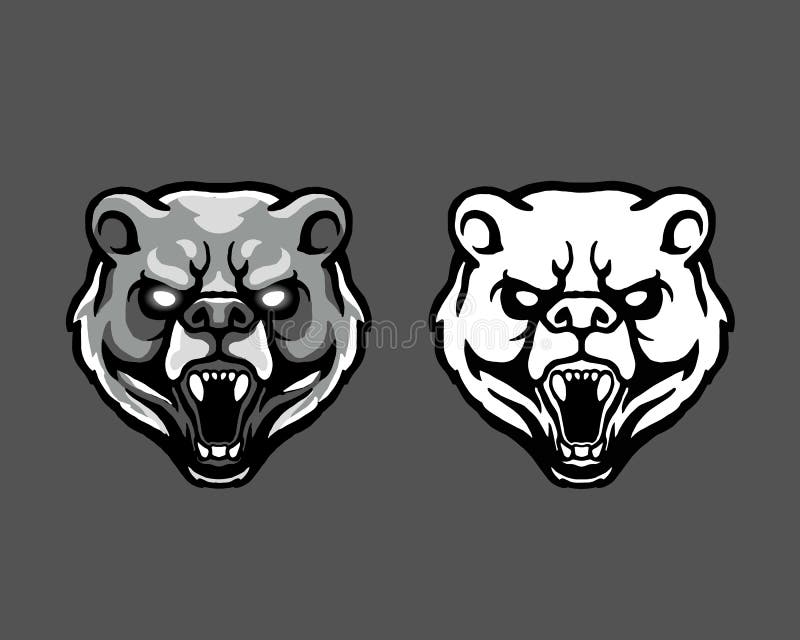 Furious Kodiak Bear Head Cartoon Mascot Logo Badge vector illustration