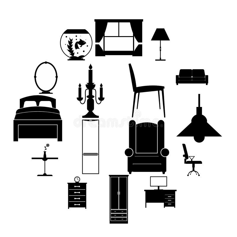 Furniture icons black stock vector. Illustration of closet 41026814