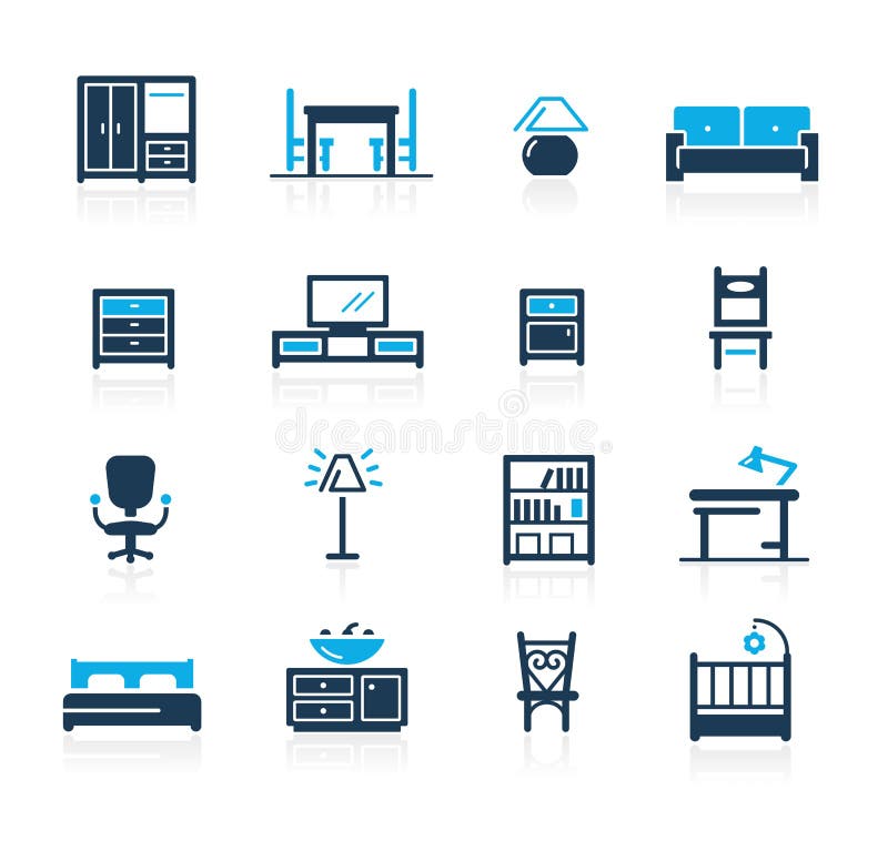 Office Furniture Icons Azure Stock Illustrations 3 Office Furniture Icons Azure Stock