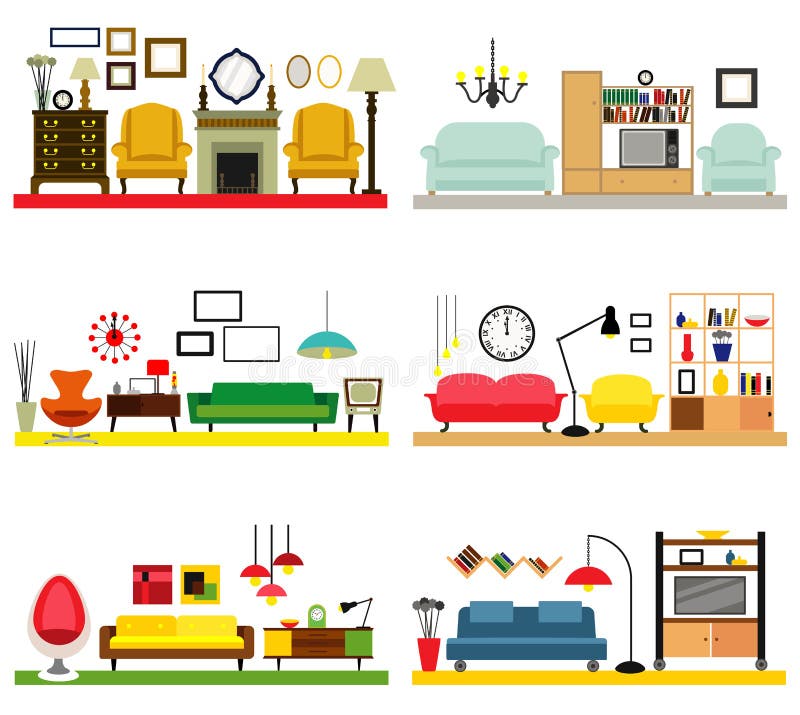Furniture Ideas For Living Room Stock Vector - Image: 55798682