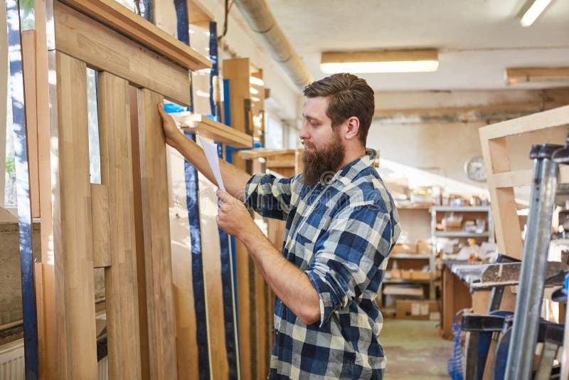 Furniture Maker Checks Order Checklist Stock Photo Image of handyman