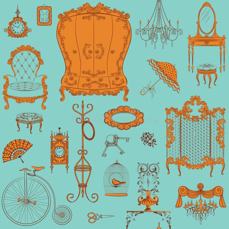 Rococo Antique Furniture Stickers Stock Vector Illustration of elegant, artistic 23497703