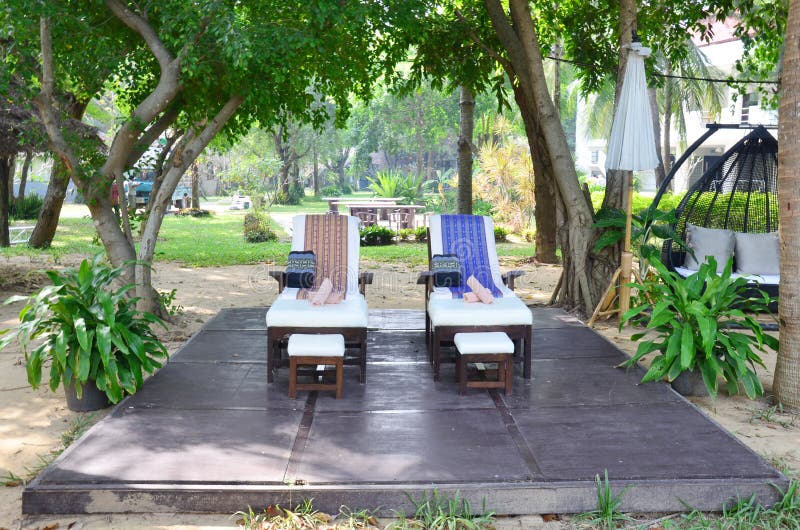 Furniture for spa and thai massage in garden royalty free stock photos Furniture for spa and thai massage in garden royalty free stock photos