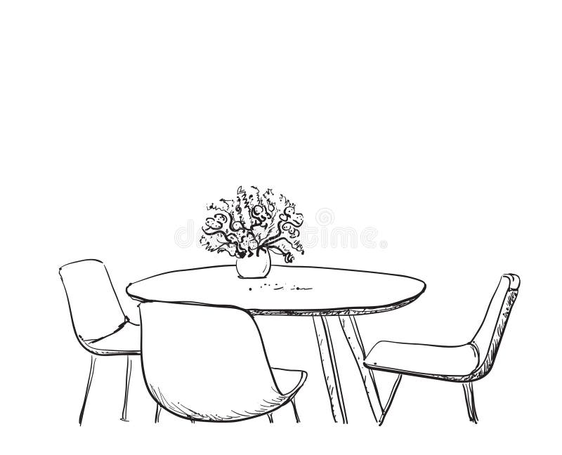 Furniture in summer cafe stock vector. Illustration of doodle - 36075595