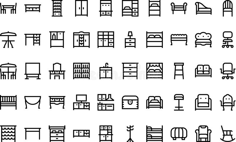 Furnitures High-Quality Vector Icons Collection with Editable Stroke. Ideal for Professional and Creative Projects. stock illustration