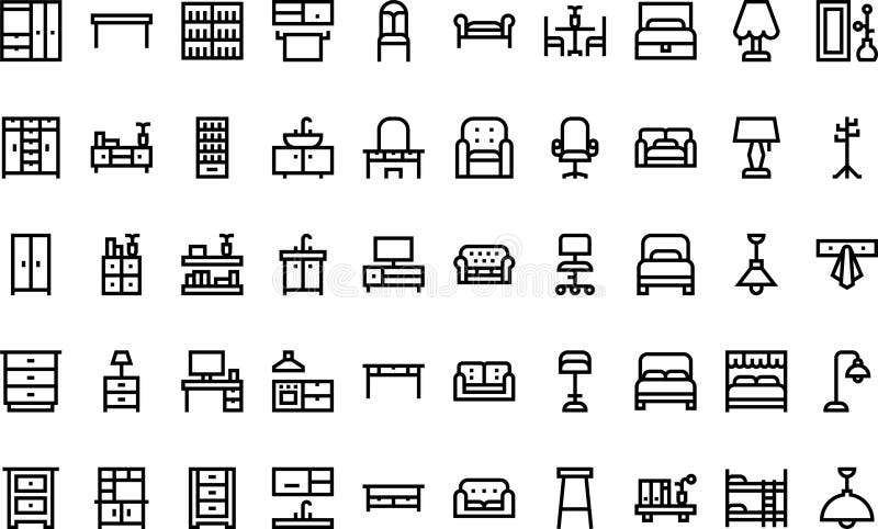 Furnitures icons High-Quality Vector Icons Collection with Editable Stroke. Ideal for Professional and Creative Projects stock illustration