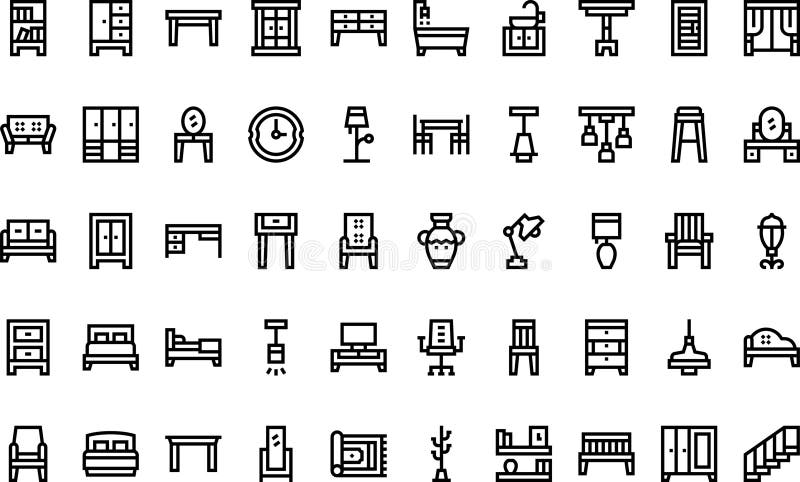 Furnitures icons High-Quality Vector Icons Collection with Editable Stroke. Ideal for Professional and Creative Projects. High-Quality Vector Icons Collection with Editable Stroke.