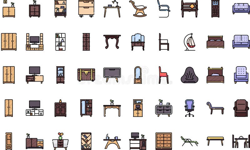 Furnitures icons High-Quality Vector Icons Collection with Editable Stroke. Ideal for Professional and Creative Projects vector illustration