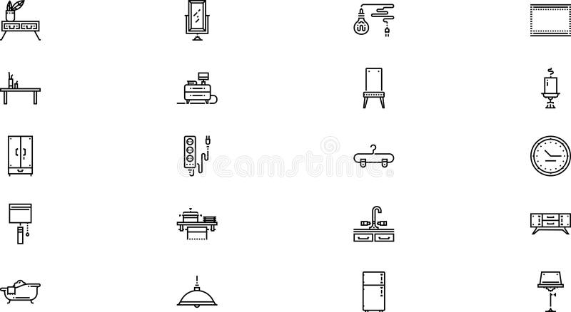 Furnitures icons High-Quality Vector Icons Collection with Editable Stroke. Ideal for Professional and Creative Projects royalty free illustration