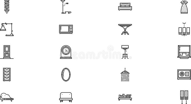 Furnitures icons High-Quality Vector Icons Collection with Editable Stroke. Ideal for Professional and Creative Projects royalty free illustration