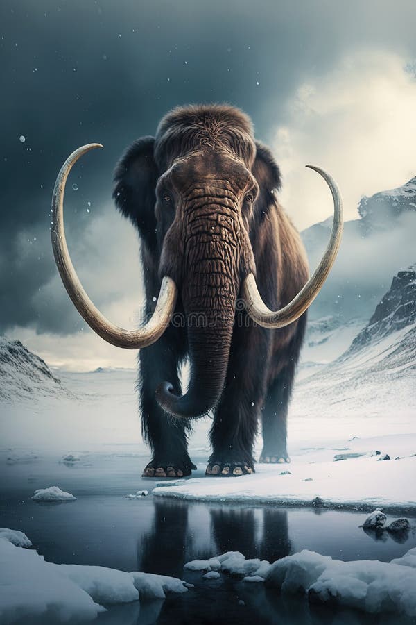 Furry Large Mammoth in Snowy Landscape. AI Generated Illustration Stock ...