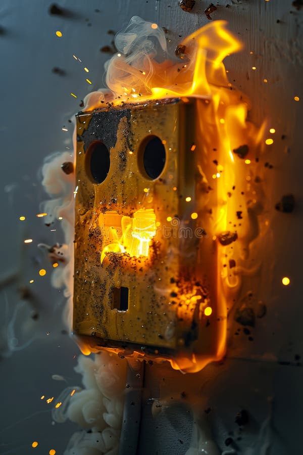 Fuse Box is on Fire. a Photo of an Electrical Spark Stock Photo Image