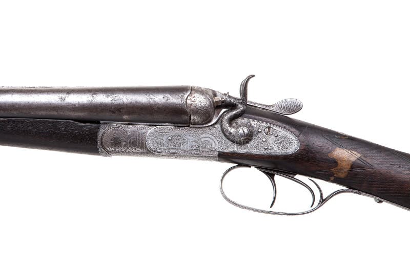 Rifle De Caza De Doble Cañón. Escopeta De 12 Medidores De Velocidad Suave.  Armas De Caza Y Deportes. Aislar Sobre Una Espalda Blan Foto de archivo -  Imagen de elegancia, firearm: 244778352