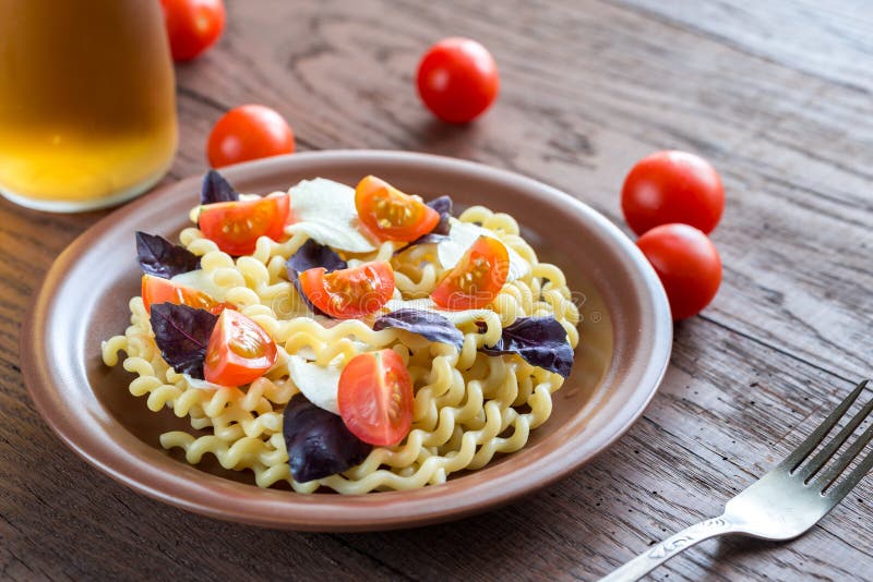 Fusilli Lunghi with Cheese and Cherry Tomatoes Stock Photo Image of