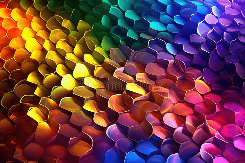Fusion of geometric shapes, metallic surfaces, and illuminated lines. Generative AI stock illustration