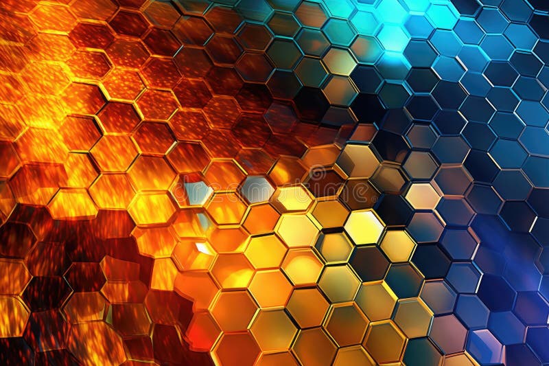Fusion of geometric shapes, metallic surfaces, and illuminated lines. Generative AI stock illustration