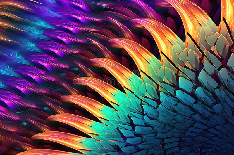 Fusion of geometric shapes, metallic surfaces, and illuminated lines. Generative AI stock illustration